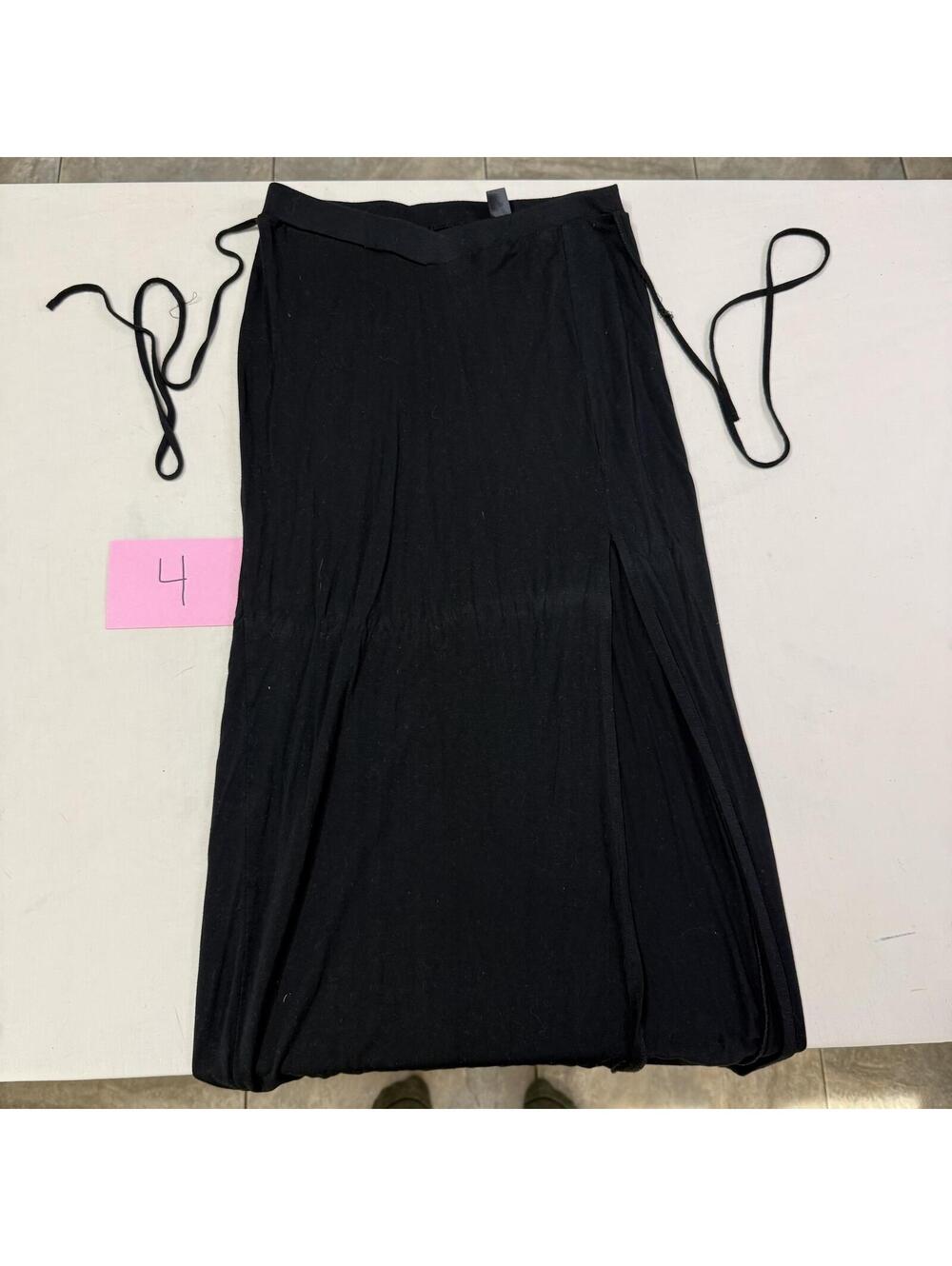 SHEIN Black Maxi Skirt with Side Slit and Tie Size Medium
